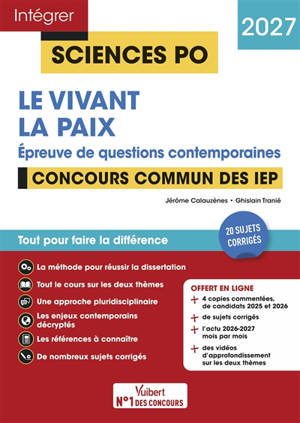 Le vivant : épreuve de questions contemporaines : concours commun des IEP, 2027