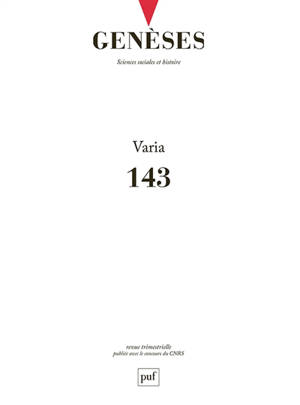 Genèses, n° 143. Varia