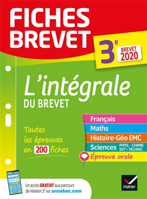 L'intégrale du brevet, 3e : brevet 2020