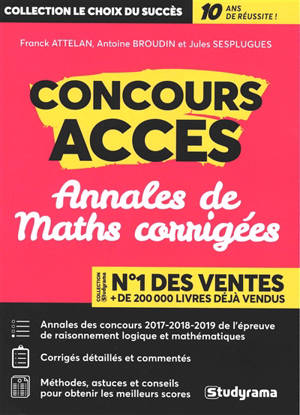 Concours Accès : annales de maths corrigées