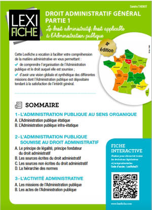 Droit administratif général. Volume 1, Le droit administratif : droit applicable à l'administration publique