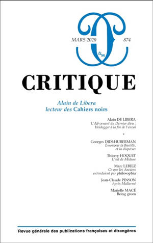 Critique. n° 874, Alain de Libera lecteur des Cahiers noirs