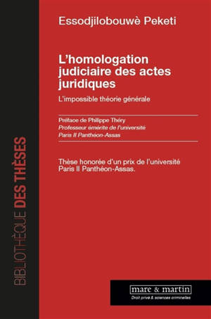 L'homologation judiciaire des actes juridiques : l'impossible théorie générale