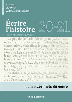 Ecrire l'histoire : histoire, littérature, esthétique. n° 20-21, Les mots du genre