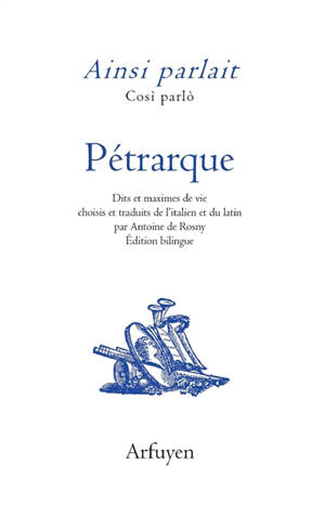Ainsi parlait Pétrarque = Cosi parlo Pétrarque