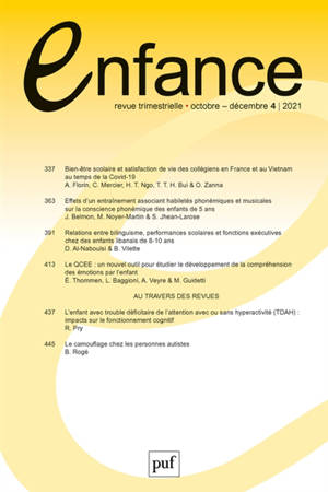 Enfance, n° 4 (2021)