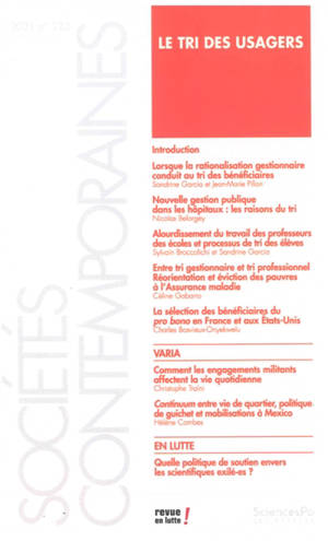 Sociétés contemporaines, n° 123. Le tri des usagers