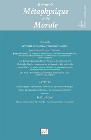 Revue de métaphysique et de morale, n° 4 (2021). Actualité ou inactualité du droit naturel