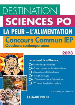 La peur, l'alimentation : concours commun IEP, questions contemporaines 2023
