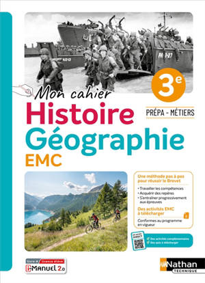 Histoire, géographie, EMC prépa-métiers : cahier de l'élève : 3e