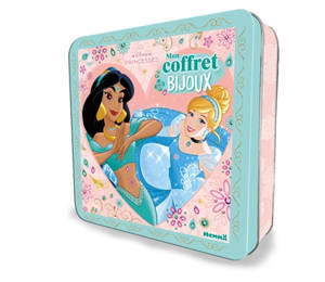 Disney Princesses : Coffret métal Disney : Mon coffret bijoux - 16 portraits de princesses, des stickers pailletés, des strass, des tattoos-bijoux, 6 crayons