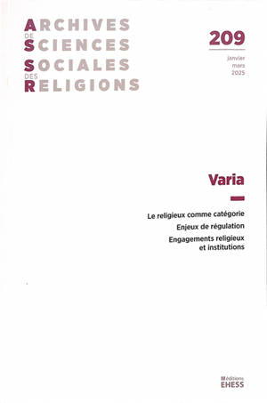 Archives de sciences sociales des religions, n° 209. Varia