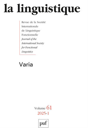 Linguistique (La), n° 1 (2025). Varia