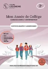Mon année de collège : orthographe grammaire 3e : cahier de cours et d'entraînement, conforme au programme