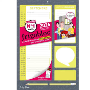 Frigobloc Mensuel Compact 2026 : Calendrier Compact / mois (de sept. 2025 à déc. 2026)