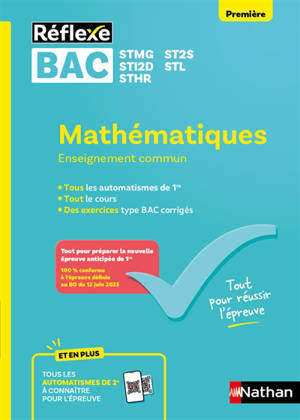 Mathématiques, enseignement commun 1re, bac STMG, ST2S, STI2D, STL, STHR