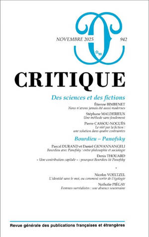 Critique, n° 942. Des sciences et des fictions