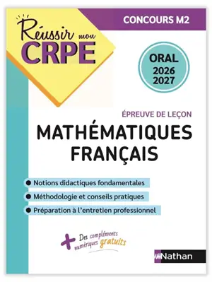 Mathématiques, français, épreuve de leçon : oral 2026-2027 : concours M2