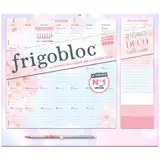 Frigobloc Mensuel 2026 Tendance déco Rose (de janv. 2025 à déc. 2026)