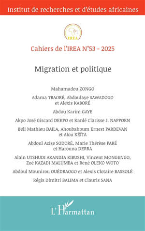 Cahiers de l'IREA, n° 53. Migration et politique