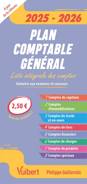 Plan comptable général 2025-2026 : liste intégrale des comptes