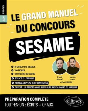 Le grand manuel du concours Sésame 2026 : 10 concours blancs, 100 fiches, 100 vidéos de cours : préparation complète, tout-en-un, écrits + oraux