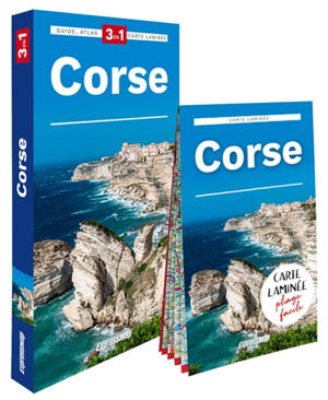 Corse : 3 en 1 : guide, atlas, carte laminée