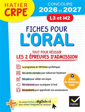 Fiches pour l'oral : tout pour réussir les épreuves d'admission : L3, M2, 2026-2027
