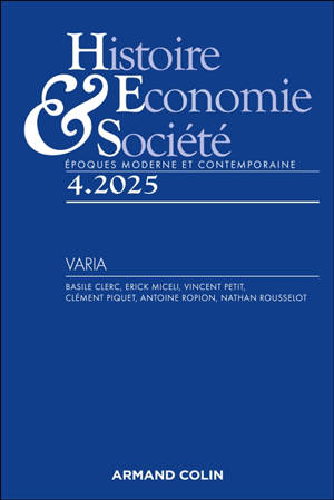 Histoire, économie & société, n° 4 (2025)