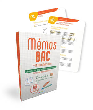 Mémos bac, 1re maths spécialité : l'essentiel du bac à portée de main : 60 fiches complètes, conforme au programme du nouvel examen