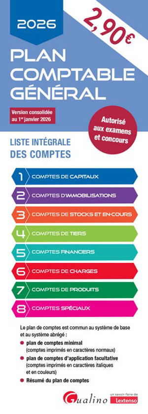 Plan comptable général 2026 : liste intégrale des comptes