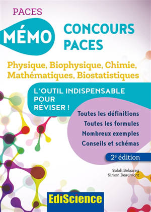 Mémo concours Paces : physique, biophysique, chimie, mathématiques, biostatistiques