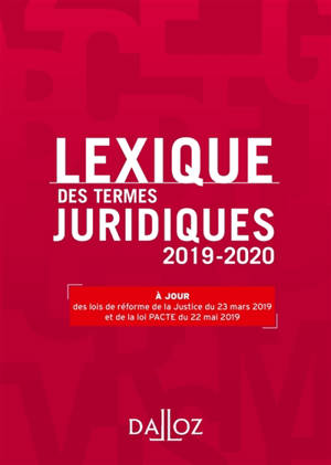 Lexique des termes juridiques 2019-2020