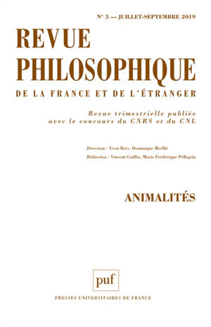 Revue philosophique. n° 3 (2019), Animalités