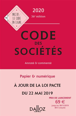 Code des sociétés 2020, annoté & commenté