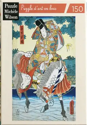 Puzzle Wilson : Samouraï traversant la rivière à cheval - Kunisada (150 pièces, en bois)