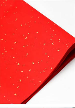 Papier XP-400 5 feuilles de papier rouge avec éclats dorés 34cm*138cm | 大红洒金 四尺对开 安徽宣纸 生宣