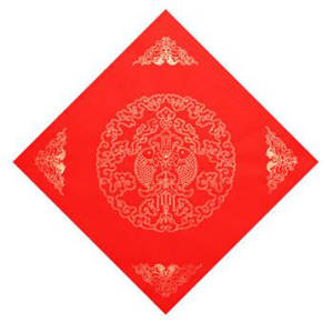 Pack carrés en papier rouge avec poissons dorés (20 feuilles) | 年年有余 20张/包 34*34cm