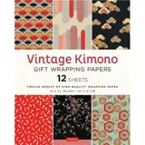 Vintage kimono flowers gift wrapping papers : 12 sheets