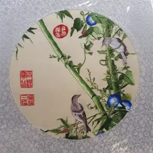 Broderie en soie - Oiseaux et bambous