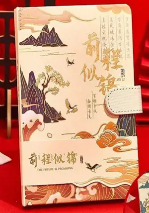 Carnet beige illustré "Futur prometteur" | 国潮本子 前程似锦(手帐本)