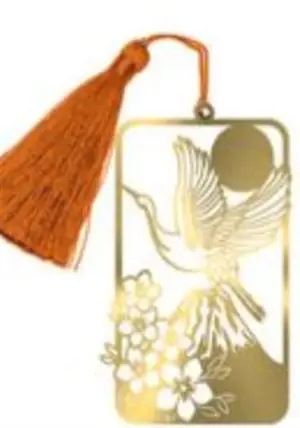 Marque page métal découpé - mont Fuji avec grue