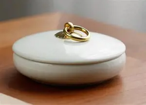 Encrier blanc avec couvercle | 慕白防干墨碟