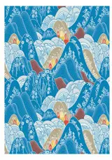 Carte double chinoise "Montagnes bleues" | 卡高颜值带信封 山水知音