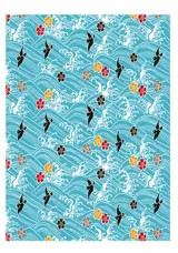 Carte double chinoise "Oiseaux et vagues" | 卡高颜值带信封 长风破浪