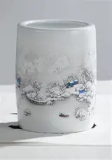 Pot à pinceaux en porcelaine "Paysage enneigé" | 陶瓷笔筒 雪景笔筒