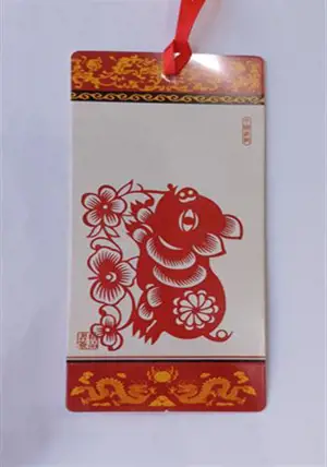 Marque-page papier découpé "cochon" | 十二生肖 剪纸书签