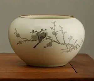 Bol en céramique "Oiseaux et Fleurs" | 腊梅山雀笔洗