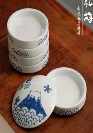 Palette en céramique à 5 étages | 小号五层国画水彩颜料陶瓷调色盘