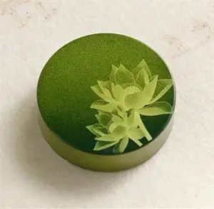 Presse-papier en laiton "Lotus" | 彩漆黄铜绿荷镇尺